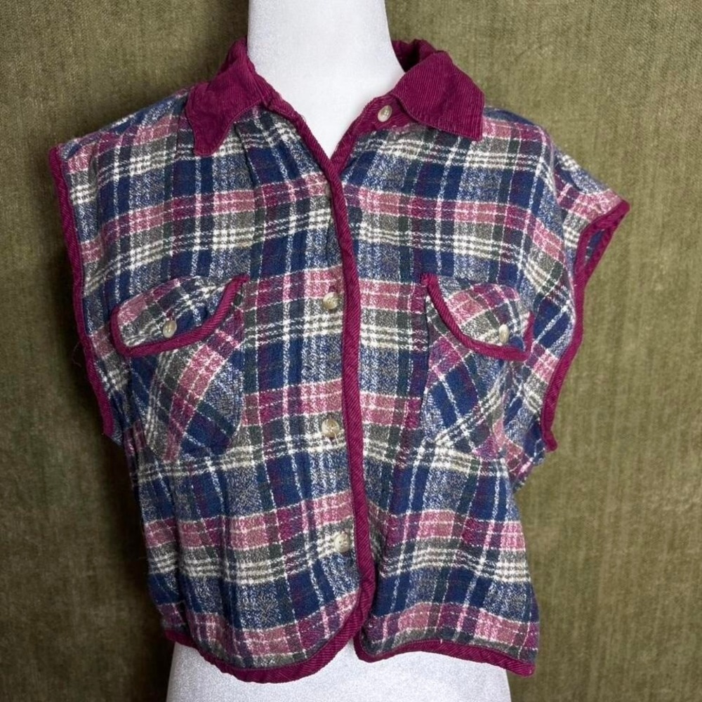 Burgundy and blue vintage vest sweater
